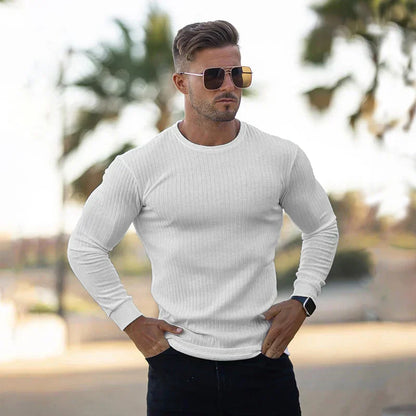 Men's Slim Fit Knitted Sweater Long Sleeve Ribbed