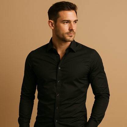 Men's Slim Fit Shirt with Modern Spread Collar