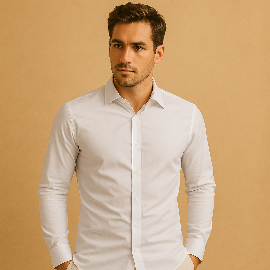 Men's Slim Fit Shirt with Modern Spread Collar
