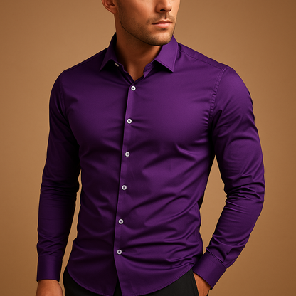 Men's Slim Fit Shirt with Modern Spread Collar