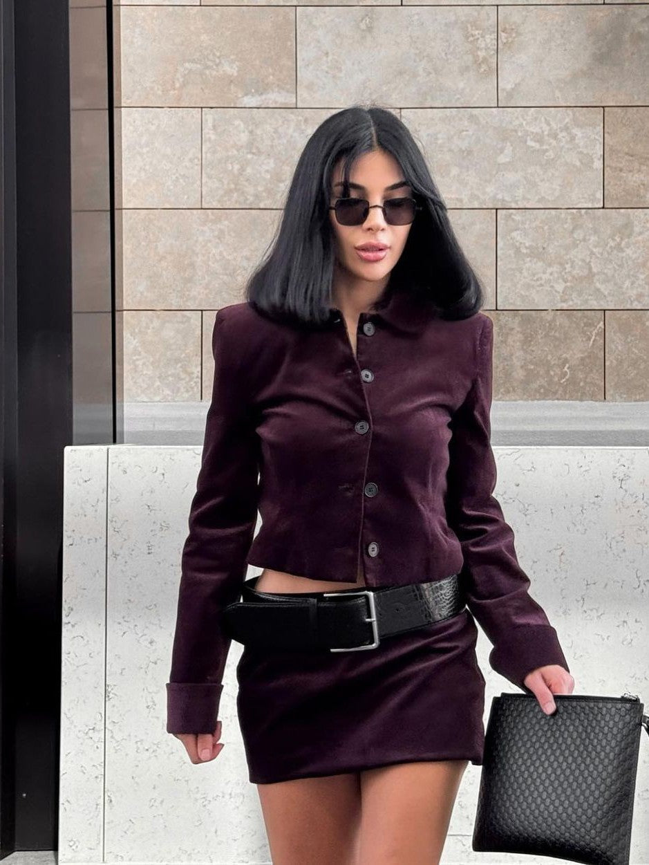 Stylish Women's Clothing | Jacket and Skirt Set with Belt