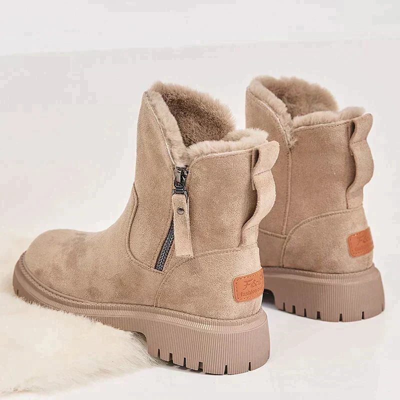 Wollgefütterte Damenstiefel Warm Reißverschluss - IdealeKleiden