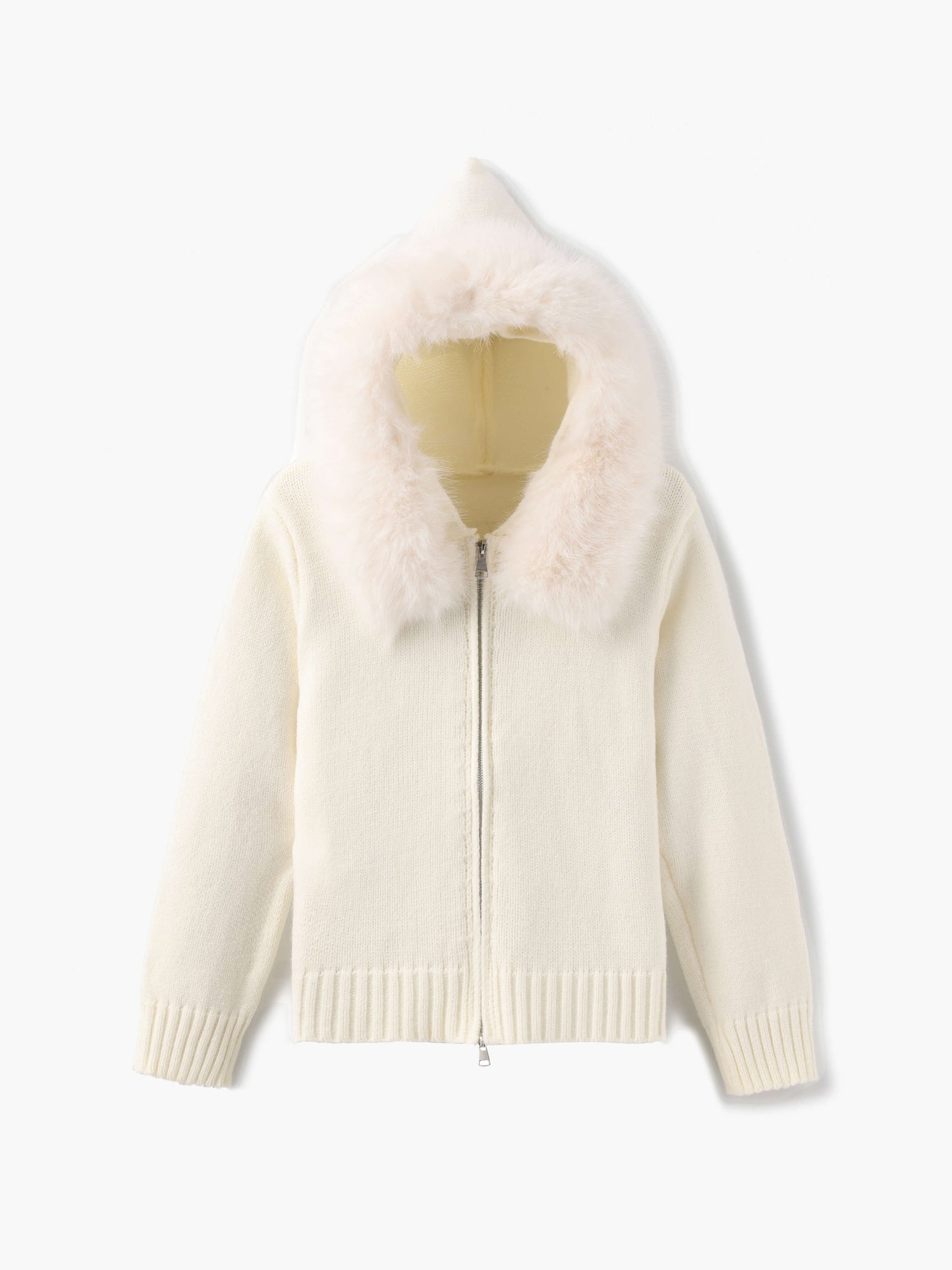 Hooded Jacket Grey Faux Fur Winter Warm
