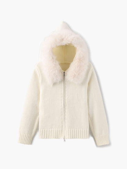 Hooded Jacket Grey Faux Fur Winter Warm
