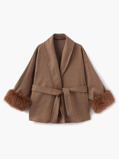 Women's Short Faux Fur Coat Elegant Winter