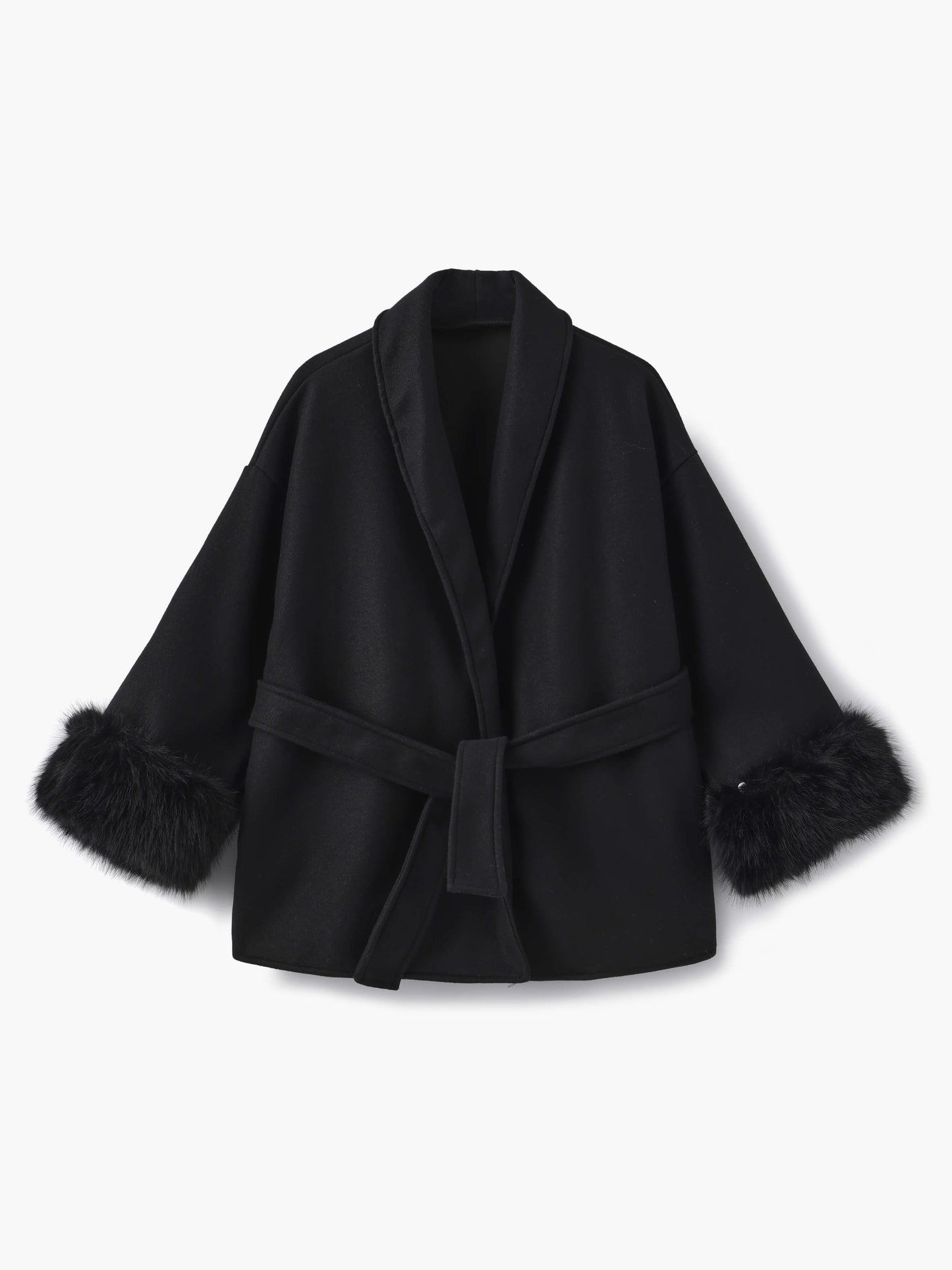 Elegant Short Winter Coat with Faux Fur