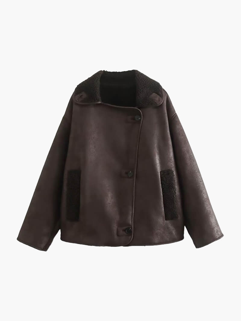 Modische Lederjacke Fleece Innenleben
