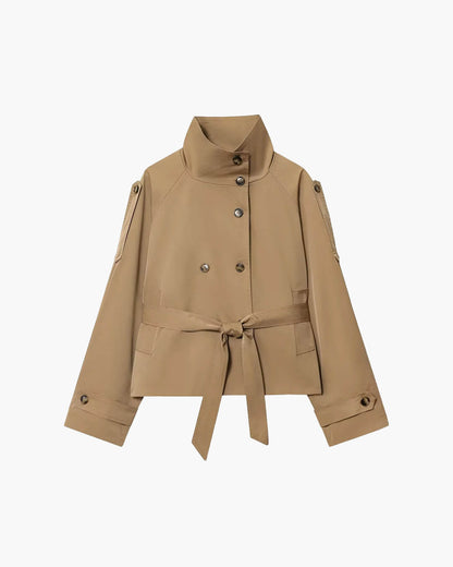 Women's Short Trench Coat Winter Chic with Belt