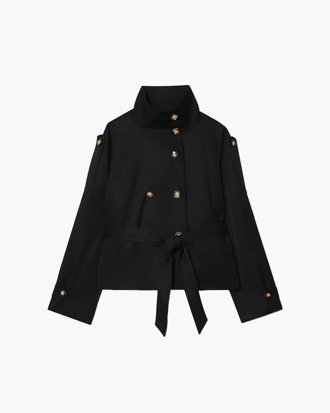 Women's Short Trench Coat Winter Chic with Belt