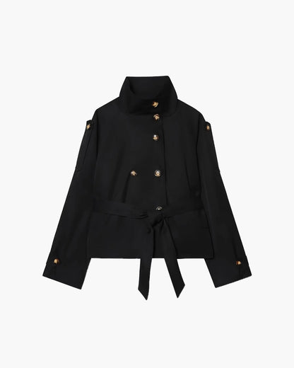 Women's Short Trench Coat Winter Chic with Belt
