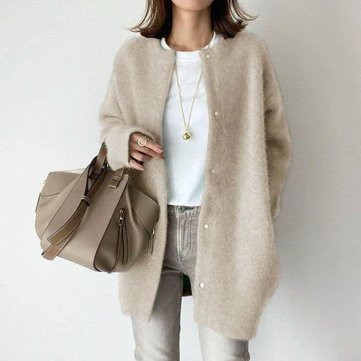 Wool Dress Plus Size Midi Length Buttons Long Sleeves