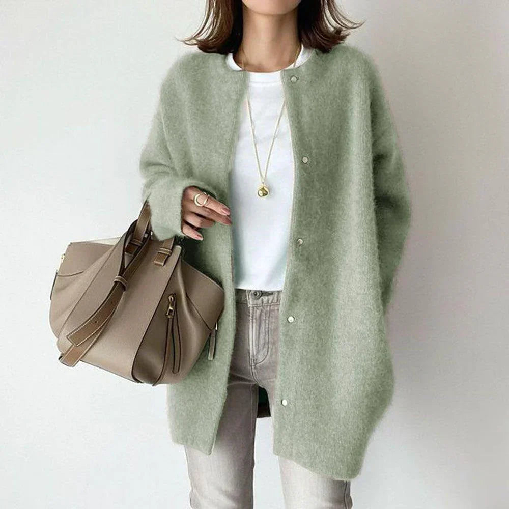 Wool Dress Plus Size Midi Length Buttons Long Sleeves