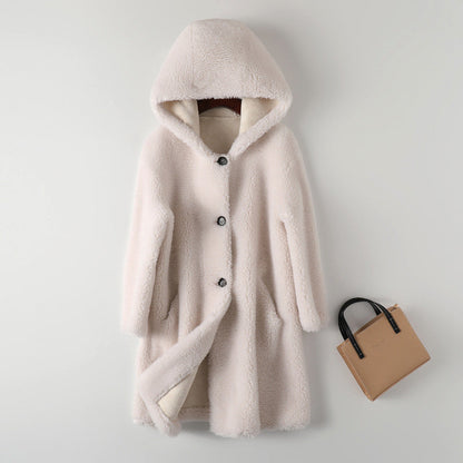 Teddy Coat Oversized Hood Button Closure