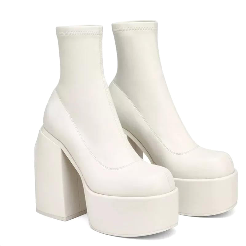 Stylish Platform Boots High Heel Chunky Sole Modern