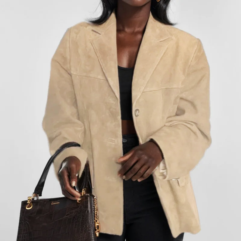 Stylish Women's Suede-Look Leather Jacket