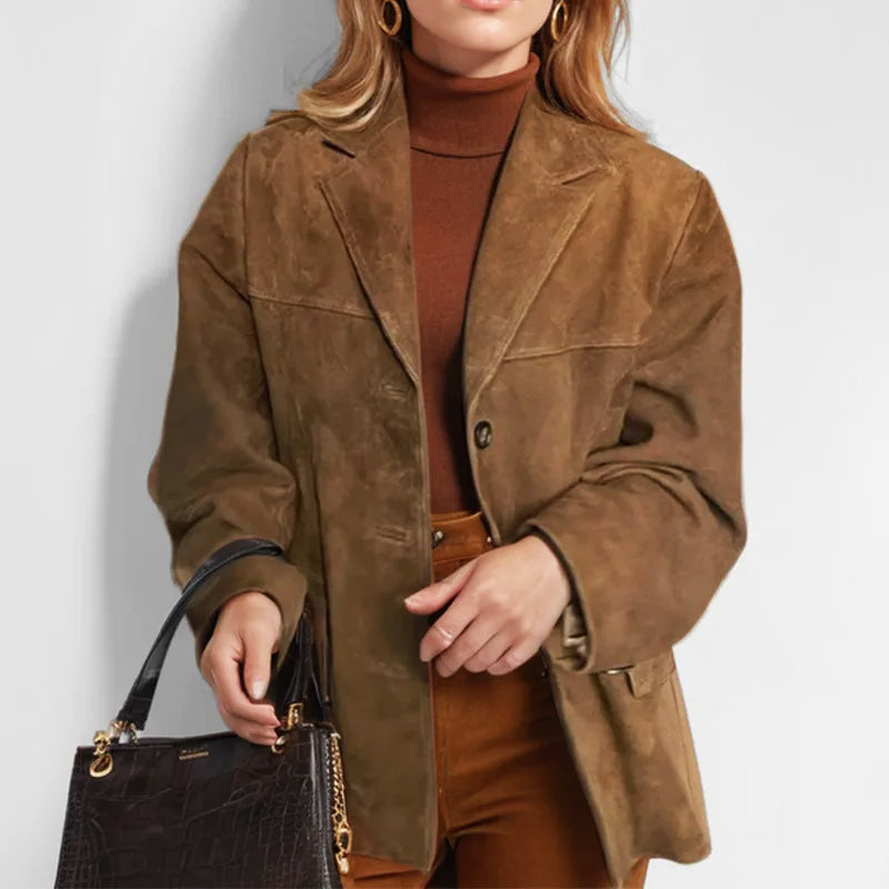 Stylish Women's Suede-Look Leather Jacket
