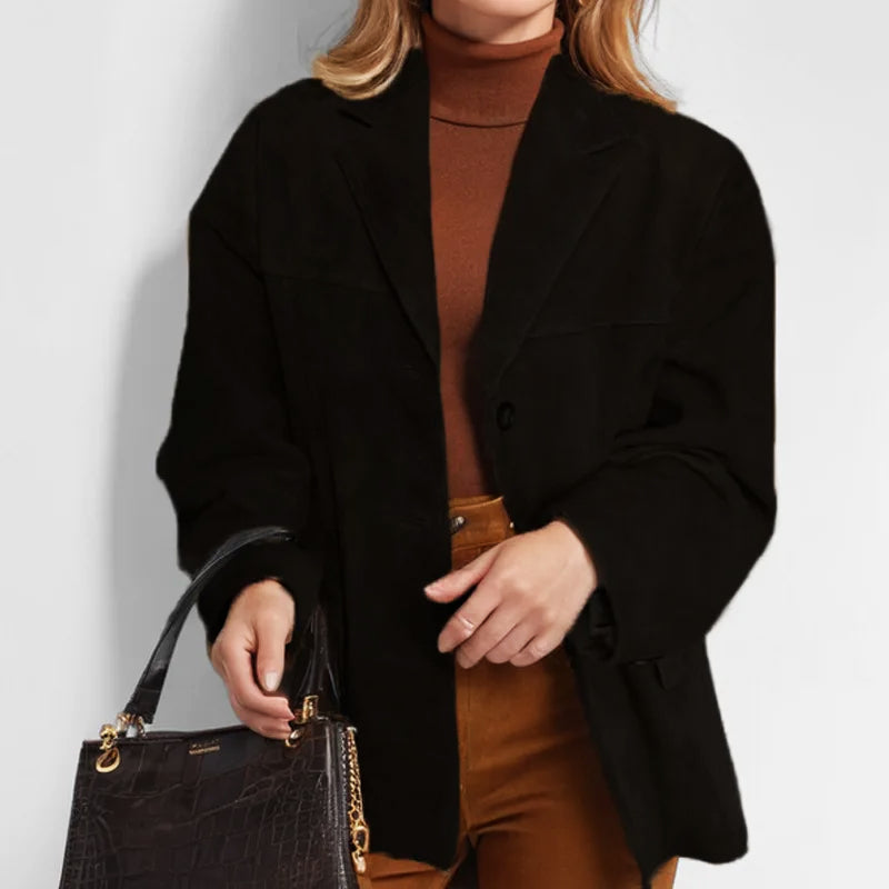 Stylish Women's Suede-Look Leather Jacket