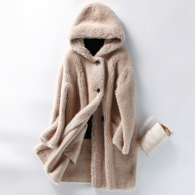 Teddy Coat Oversized Hood Button Closure