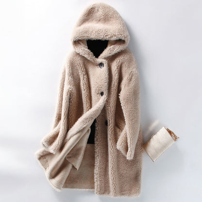 Teddy Coat Oversized Hood Button Closure