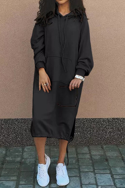 Hoodie Dress Women Knee-length