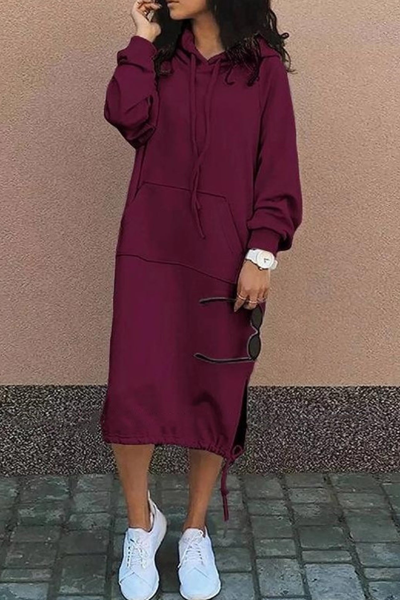 Hoodie Dress Women Knee-length