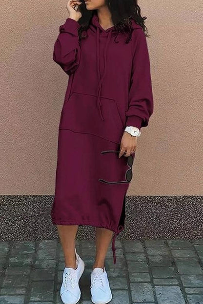 Hoodie Dress Women Knee-length