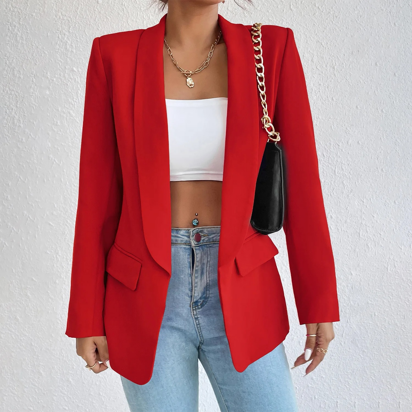 Stylish Women's Blazer Office Look Polyester