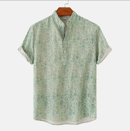 Men's Summer Shirt Floral Print Short Sleeve