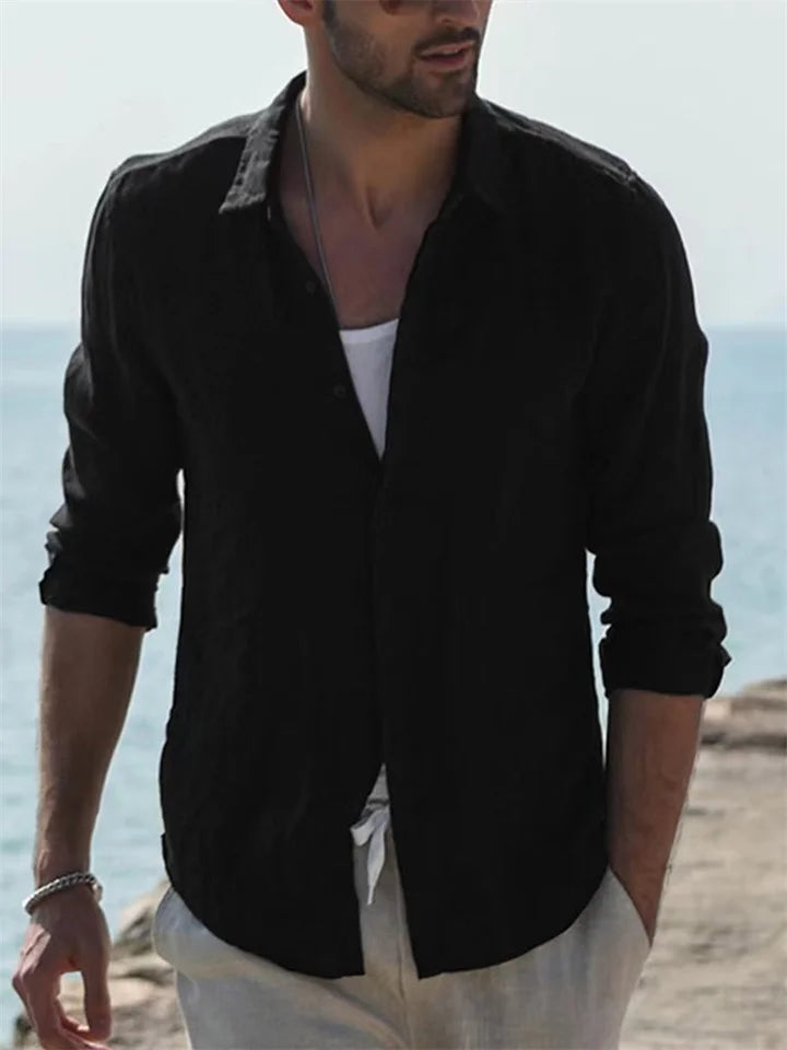 Men's Summer Shirt - Lightweight Cotton Long-Sleeve Shirt