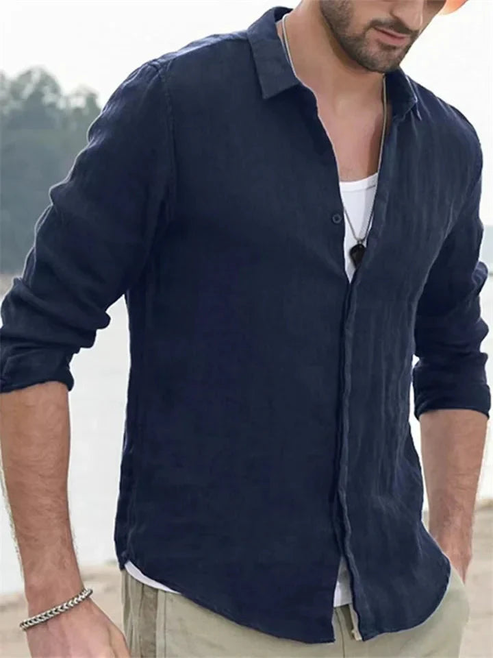 Men's Lightweight Linen Long Sleeve Summer Shirt