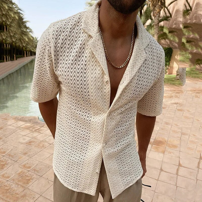Men's Summer Short Sleeve V-Neck Shirt
