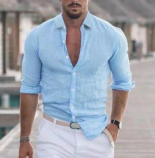 Summer Shirt Long Sleeve Linen Elegant