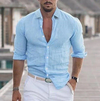 Summer Shirt Long Sleeve Linen Elegant