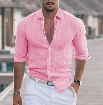 Summer Shirt Long Sleeve Linen Elegant