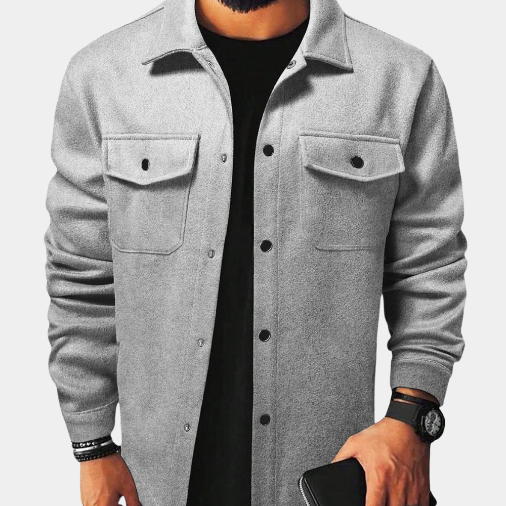 Men's Summer Button-Up Jacket with Chest Pockets