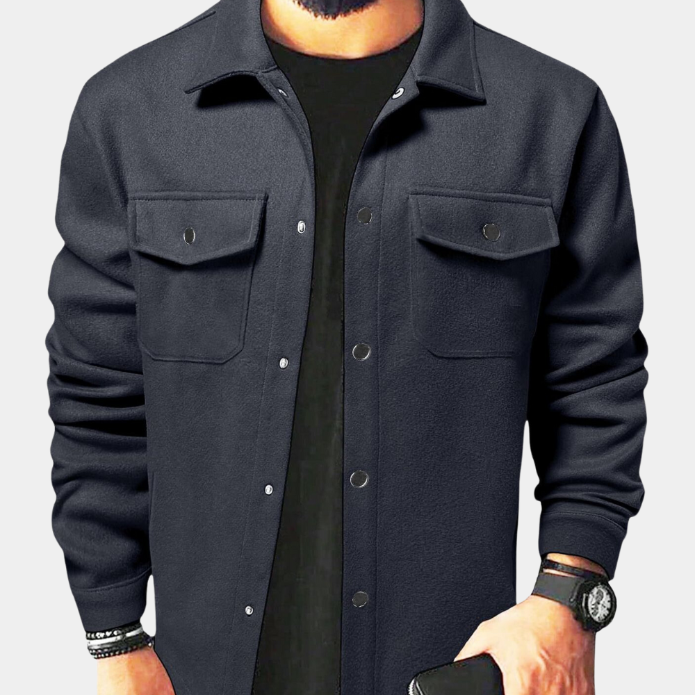 Men's Summer Button-Up Jacket with Chest Pockets