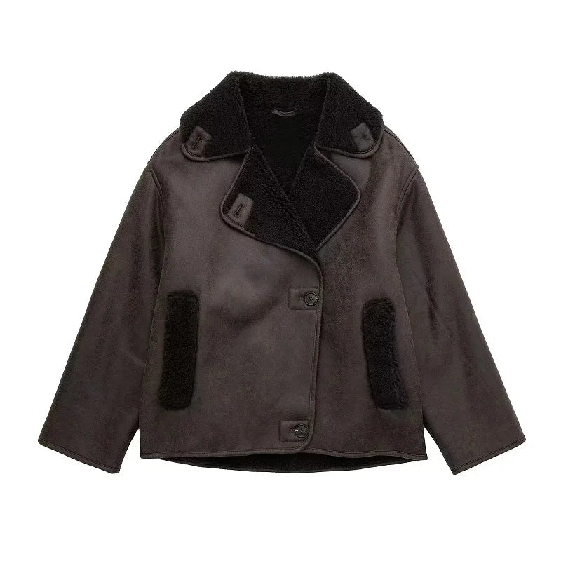 Stylish Leather Jacket Women Elegant Winter