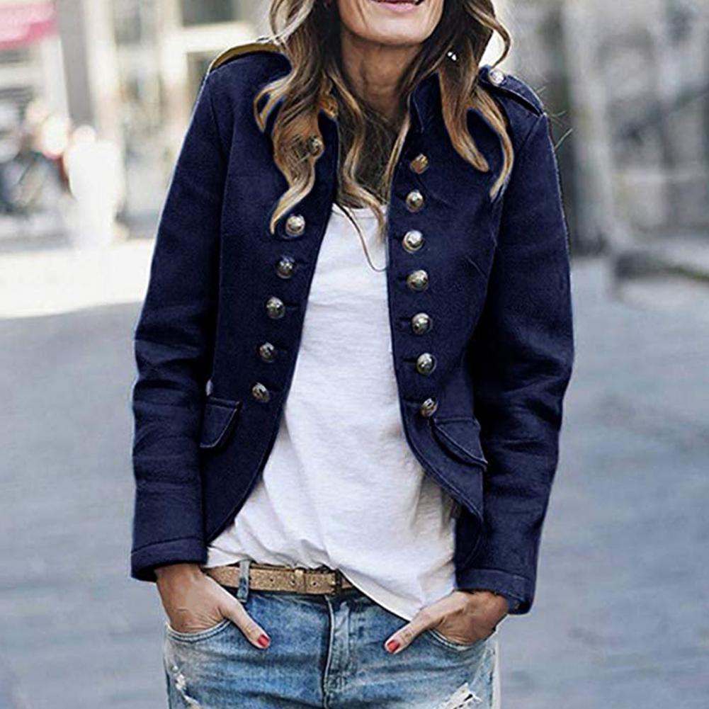 Military Jacket Stand Collar Trendy Double-breasted