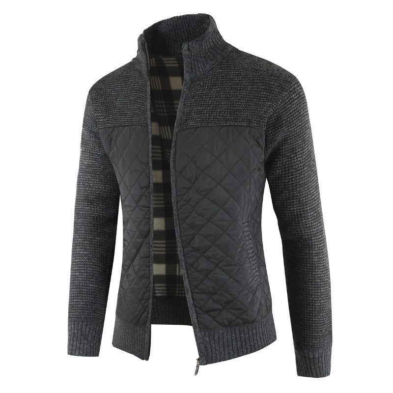 Men's Quilted Zip-Up Cardigan Modern