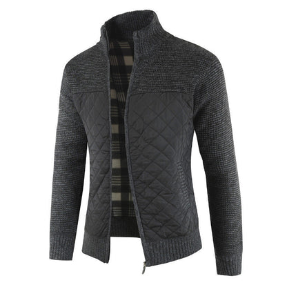Men's Quilted Zip-Up Cardigan Modern