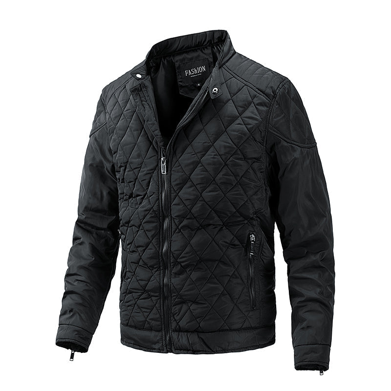 Men's Quilted Checked Jacket with Zipper