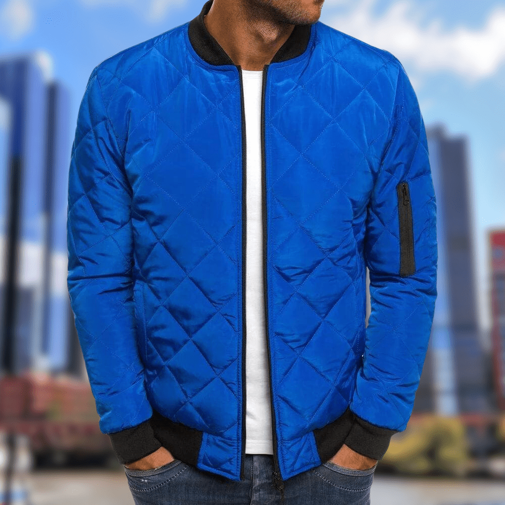 Men's Warm Quilted Bomber Jacket Winter