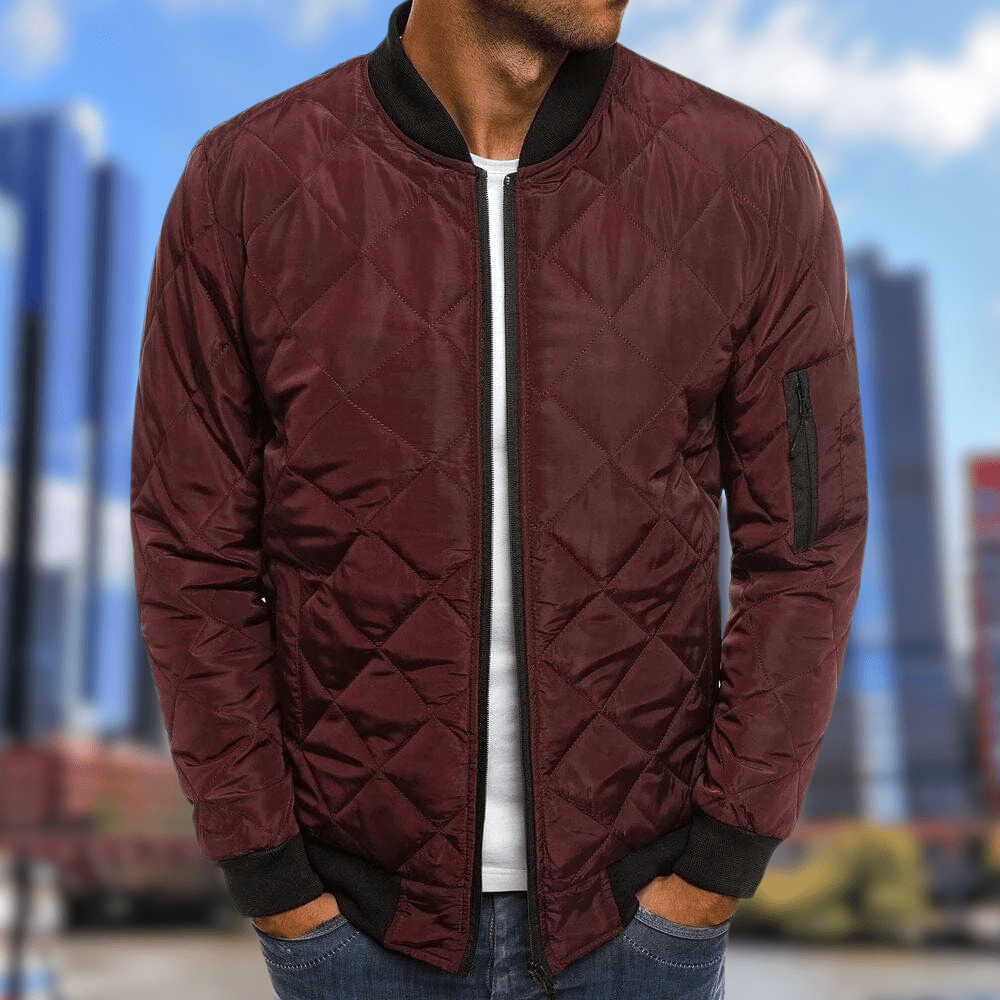 Men's Warm Quilted Bomber Jacket Winter