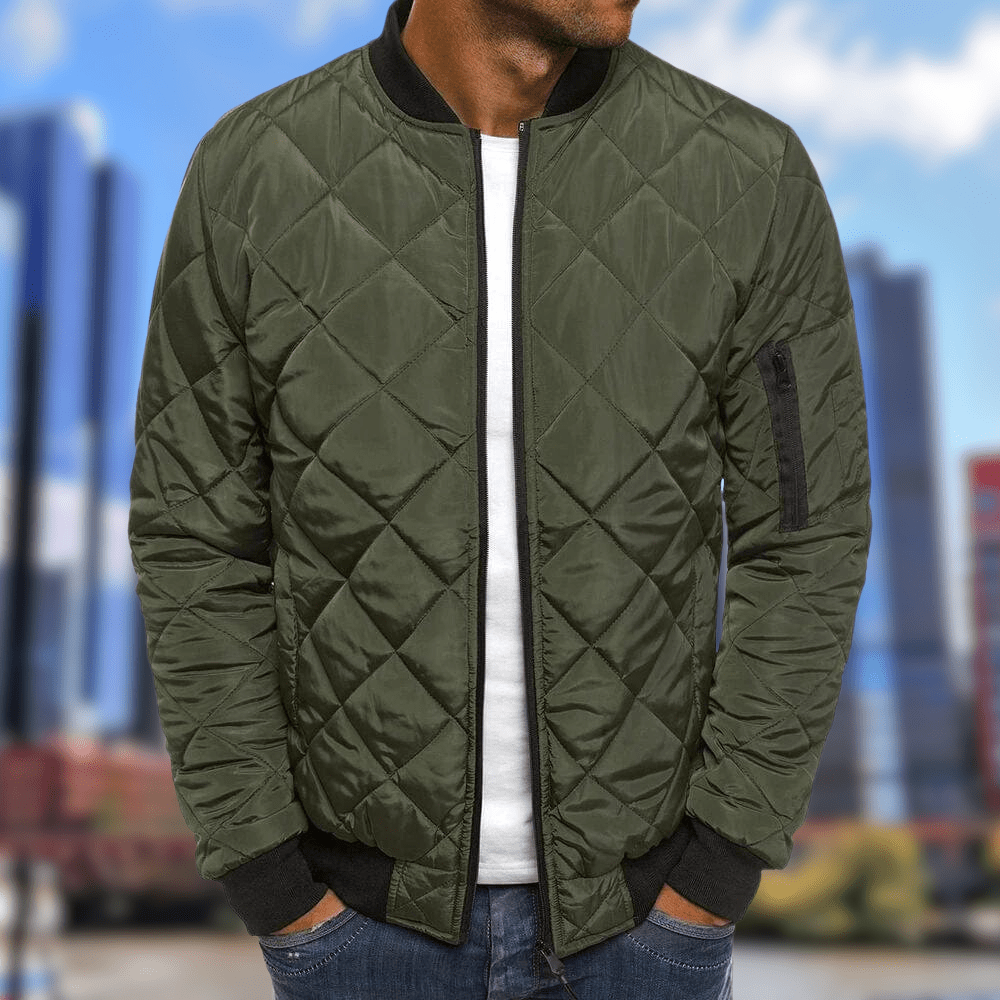 Men's Warm Quilted Bomber Jacket Winter
