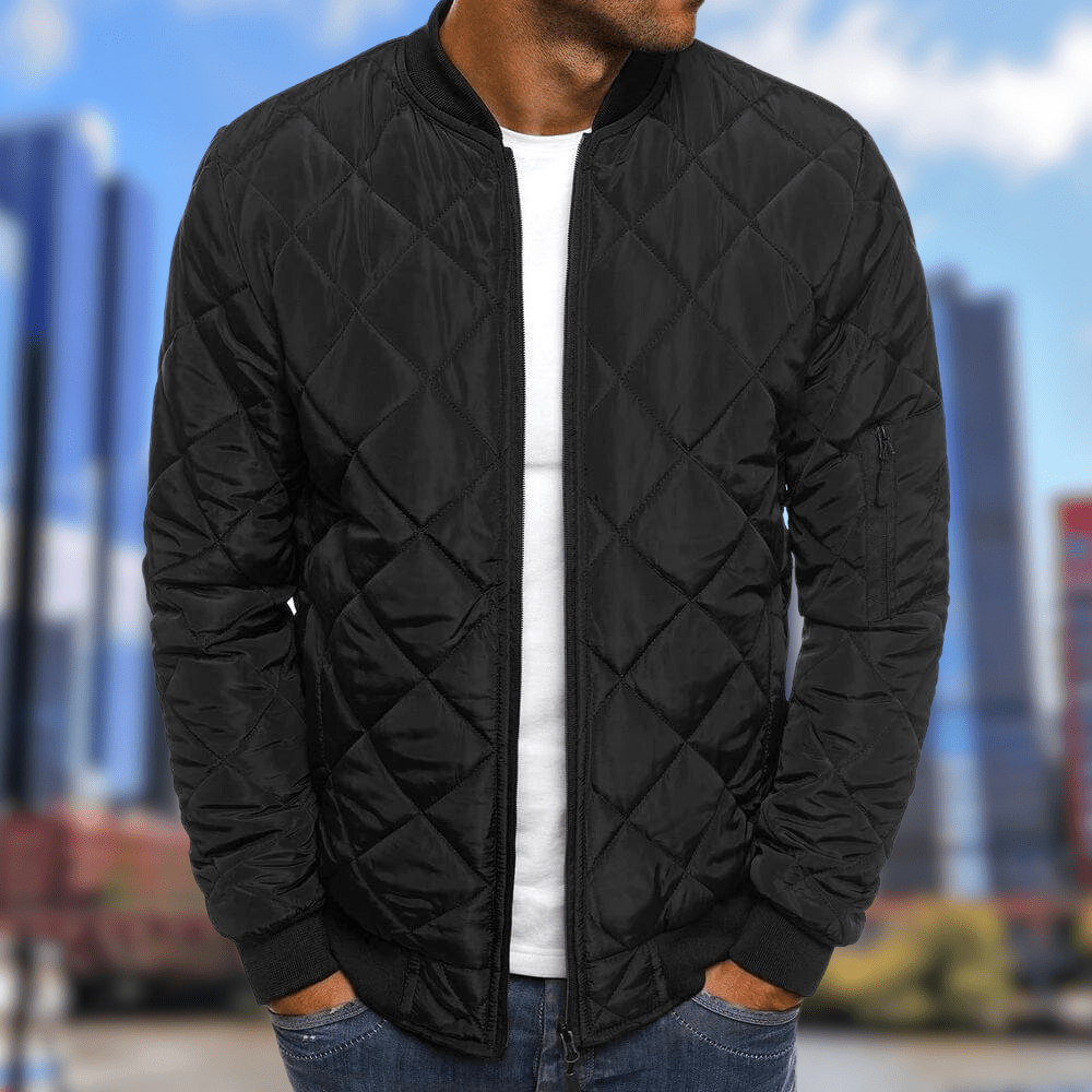 Men's Warm Quilted Bomber Jacket Winter