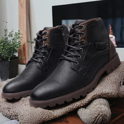 Men's Ankle Boots Lace-Up Boots Black Brown Leather Shoes