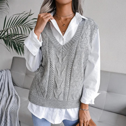 Women's Cardigan V-Neck Cable Knit Elegant
