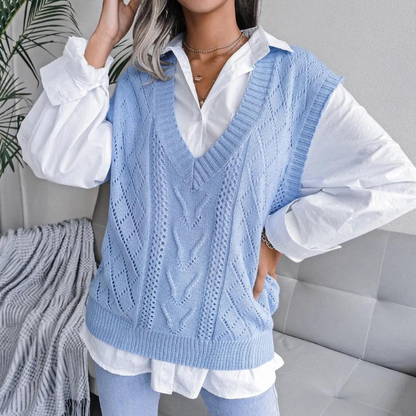 Women's Cardigan V-Neck Cable Knit Elegant