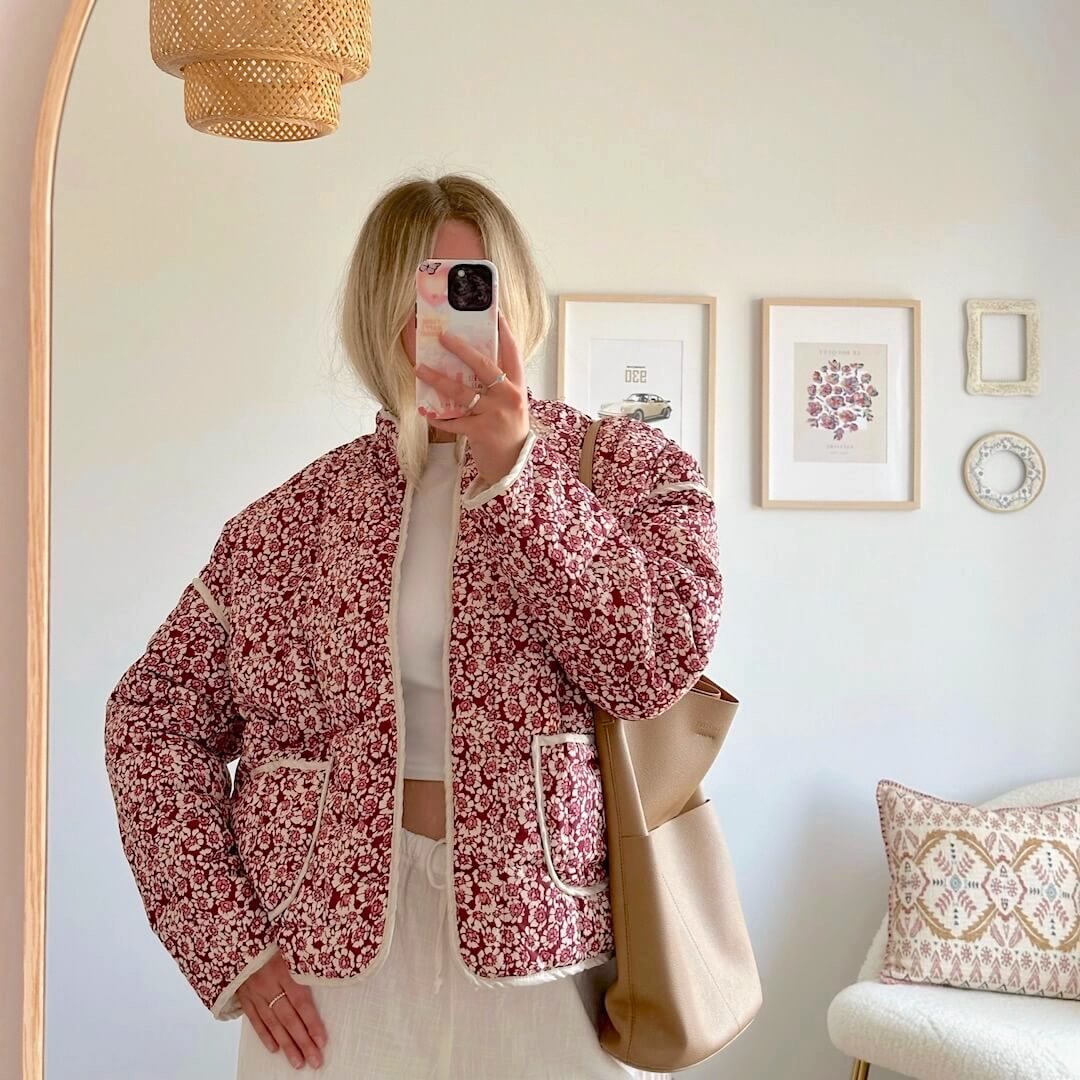 Elegant women's jacket floral pattern long-sleeved