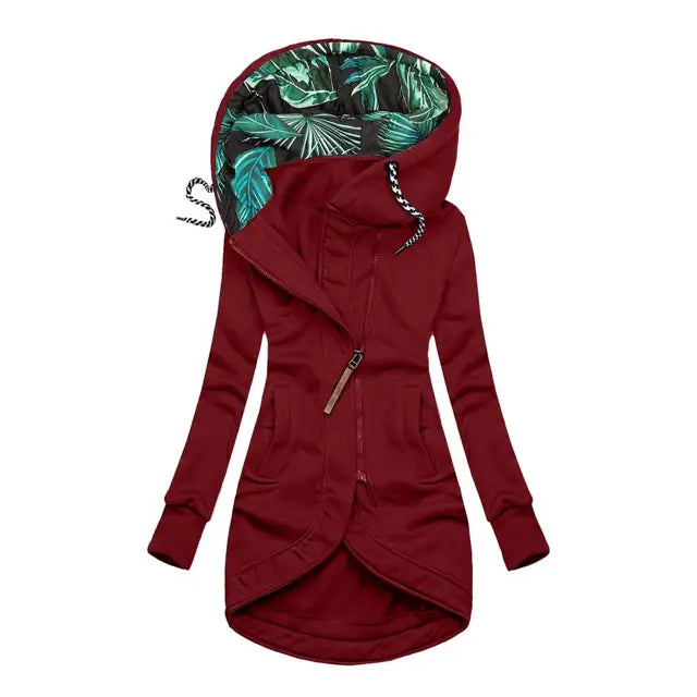 Long Women's Winter Jacket - Lined Down Jacket Warm
